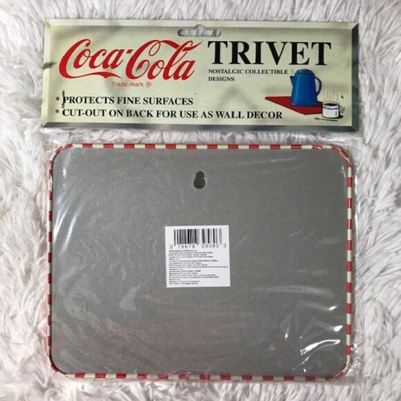 Vintage Coca-Cola Thrift Merchantile Drink Coca-Cola Tin Trivet Wall Plaque - Picture 7 of 8